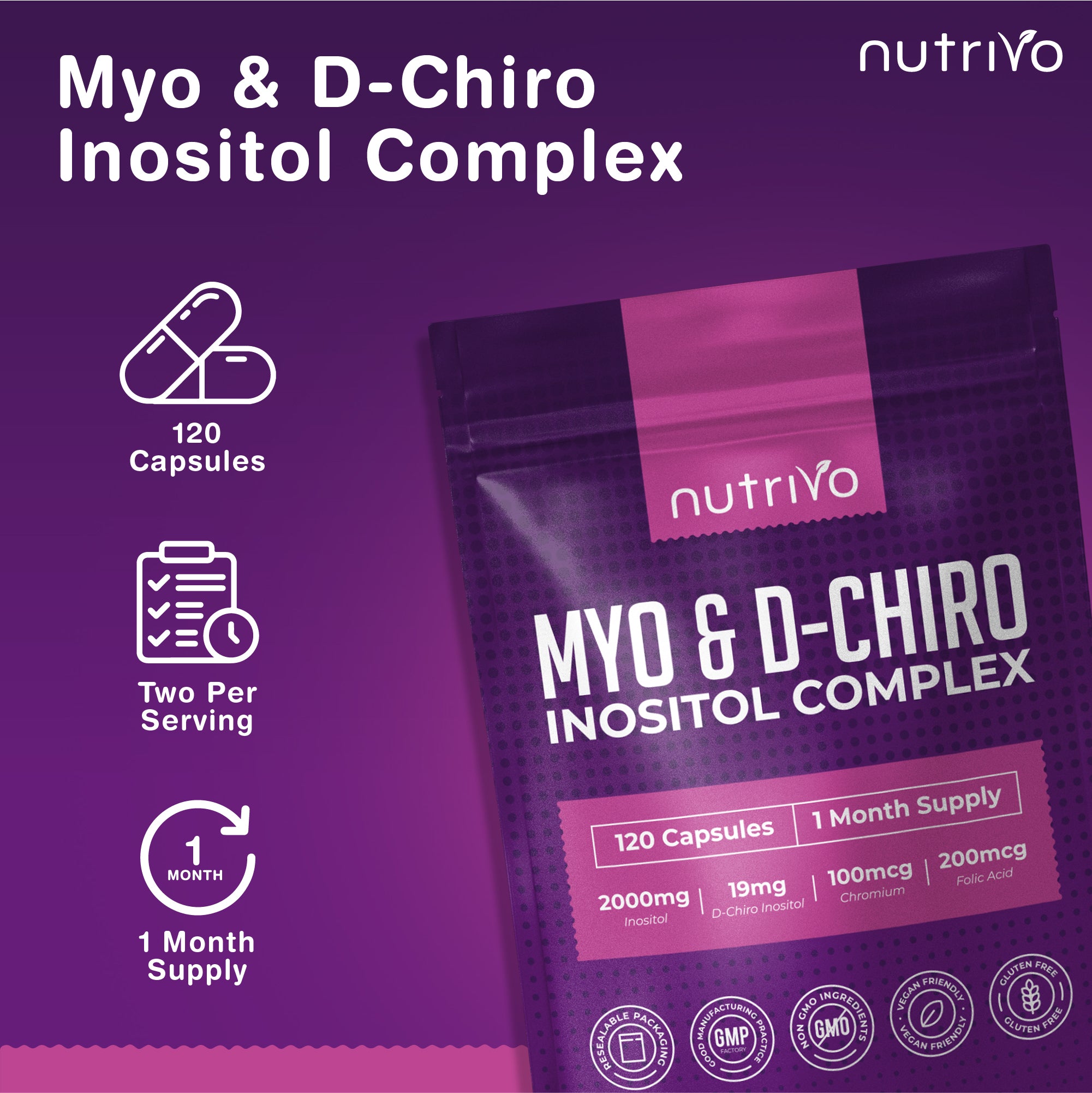 Myo Inositol & D Chiro Inositol - 120 Capsules