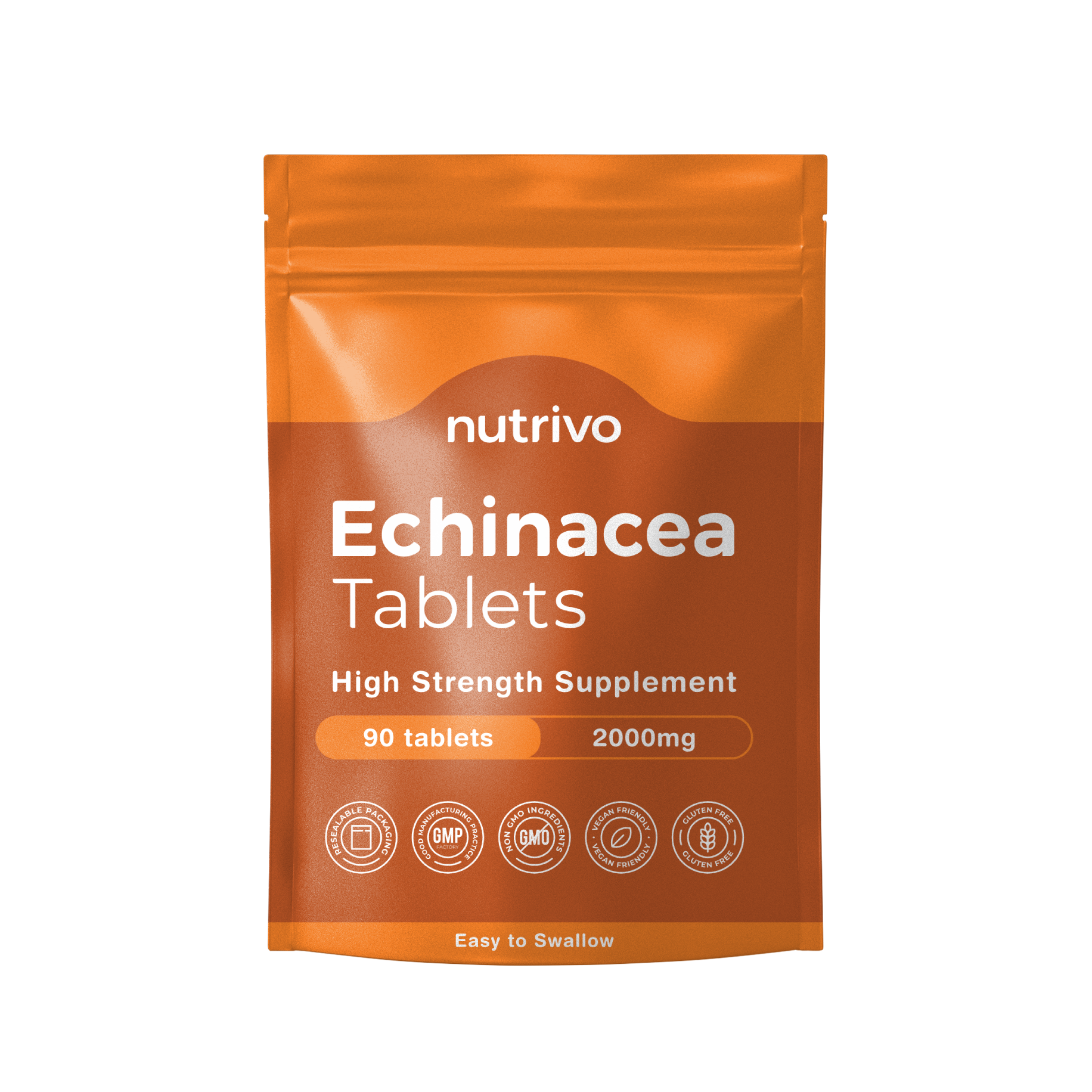 Echinacea 2000mg (200mg Extract) Tablets | 90 Tablets Per Pouch
