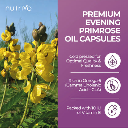 Evening Primrose Oil 1000mg | 90 Capsules Per Pouch | High Strength &amp; High GLA (Omega 6) Content | Cold Pressed | UK Made