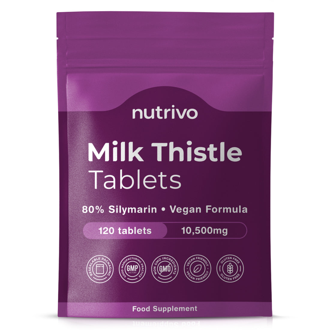 Milk Thistle High Strength | 10,500mg Per Two Tablet Serving | 120 Tablets Per Pouch