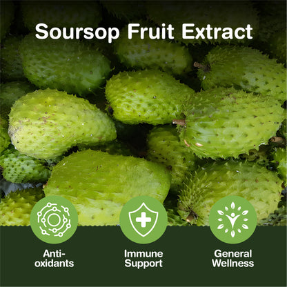Soursop Graviola Capsules | 13,500mg Per Capsule | 90 Capsules Per Pouch - 3 Months Supply | One A Day | Good Alternative to Soursop Tea, Drops and Tincture | Vegan &amp; UK Made
