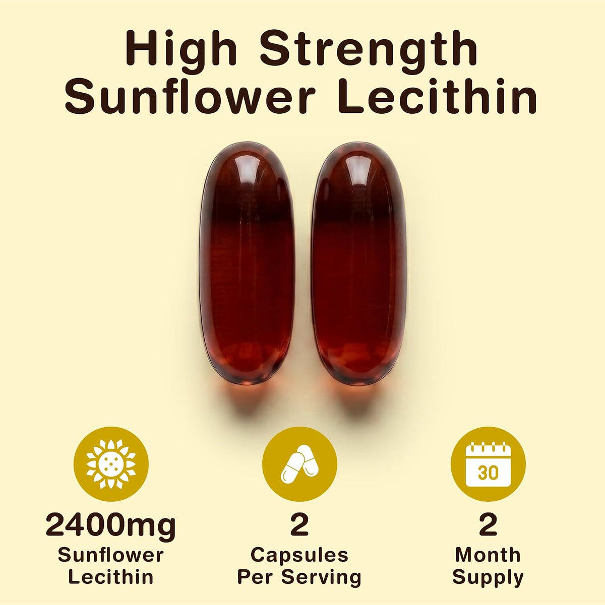 Nutrivo Sunflower Lecithin Capsules 2400mg |120 Softgels | 2 Month Supply
