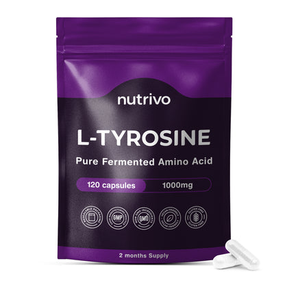 L-Tyrosine 1000mg Per Serving | 120 Capsules Per Pouch | 2 Month Supply