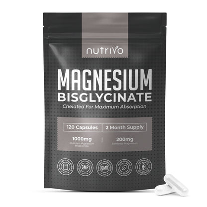 Magnesium Bisglycinate 1000mg | Chelated Magnesium Bisglycinate for Higher Absorption | 120 Capsules - 2 Month Supply | Gentle, Highly Absorbable, No Fillers or Binders | Made in the UK