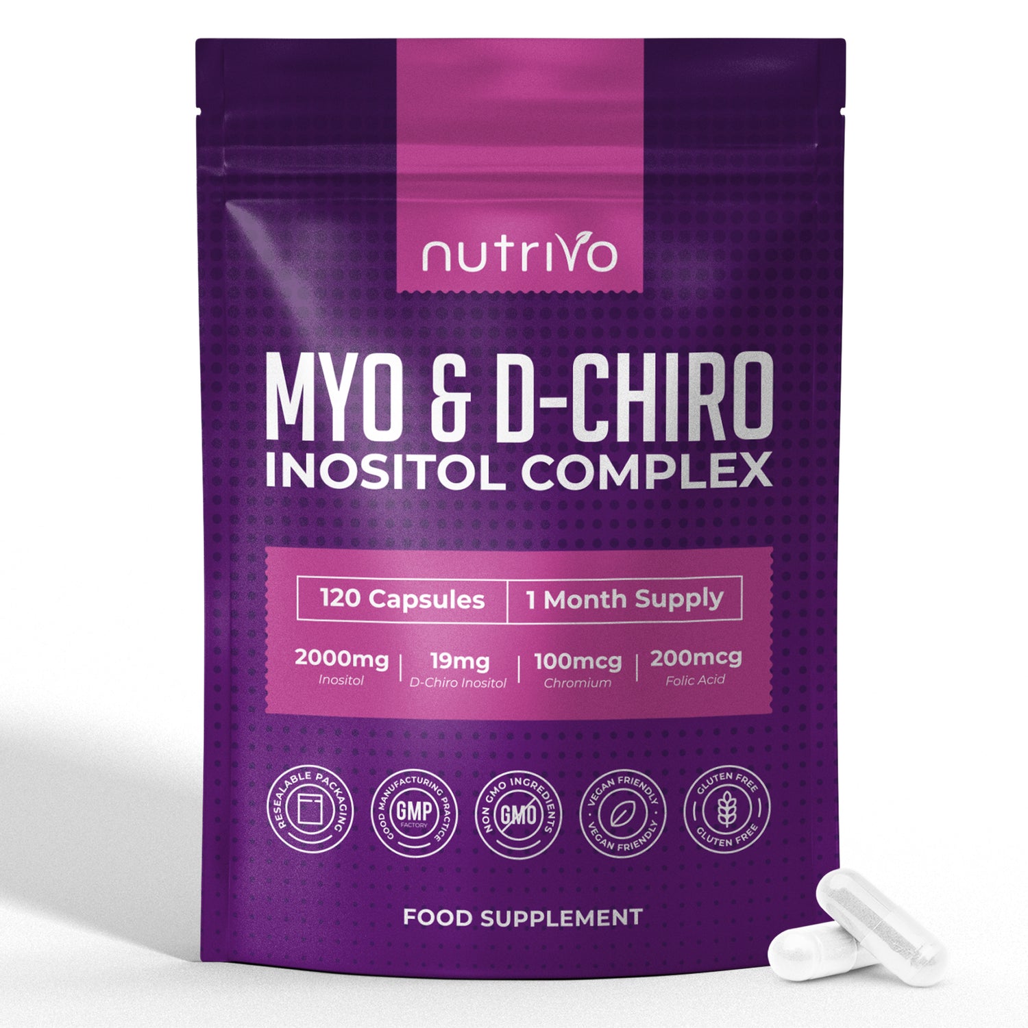 Myo Inositol &amp; D Chiro Inositol - 120 Capsules