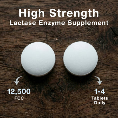 Nutrivo Lactase Tablets | High Strength Lactose Intolerance Tablets 12,500 FCC | 1-4 Month Supply | Lactase Enzyme | Support Dairy and Lactose Digestion