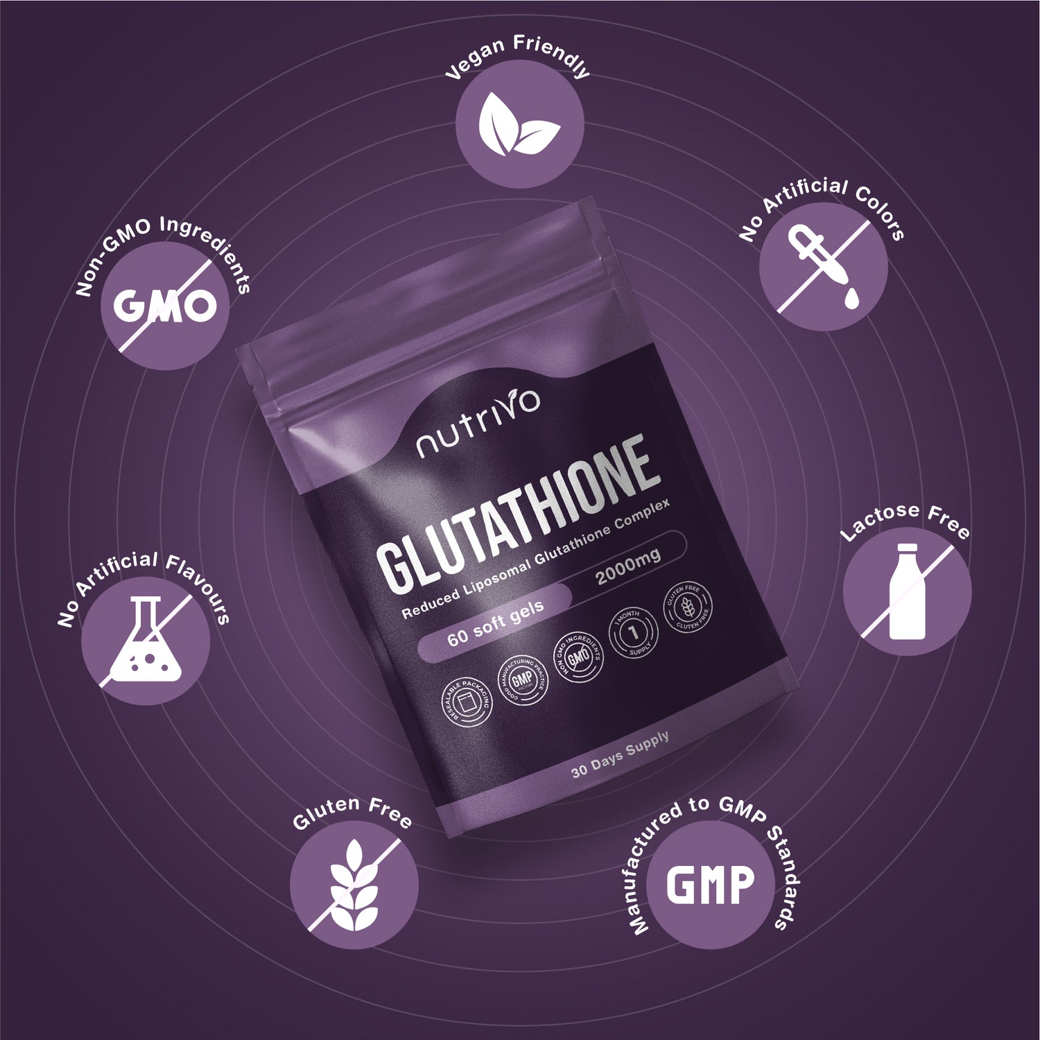 Liposomal Glutathione Supplement - 2000mg Complex Per Serving With Vitamin C, Collagen, Hyaluronic Acid &amp; Phosphatidyl Choline | 60 Softgels - 1 Month Supply | Non-GMO &amp; Third-Party Tested