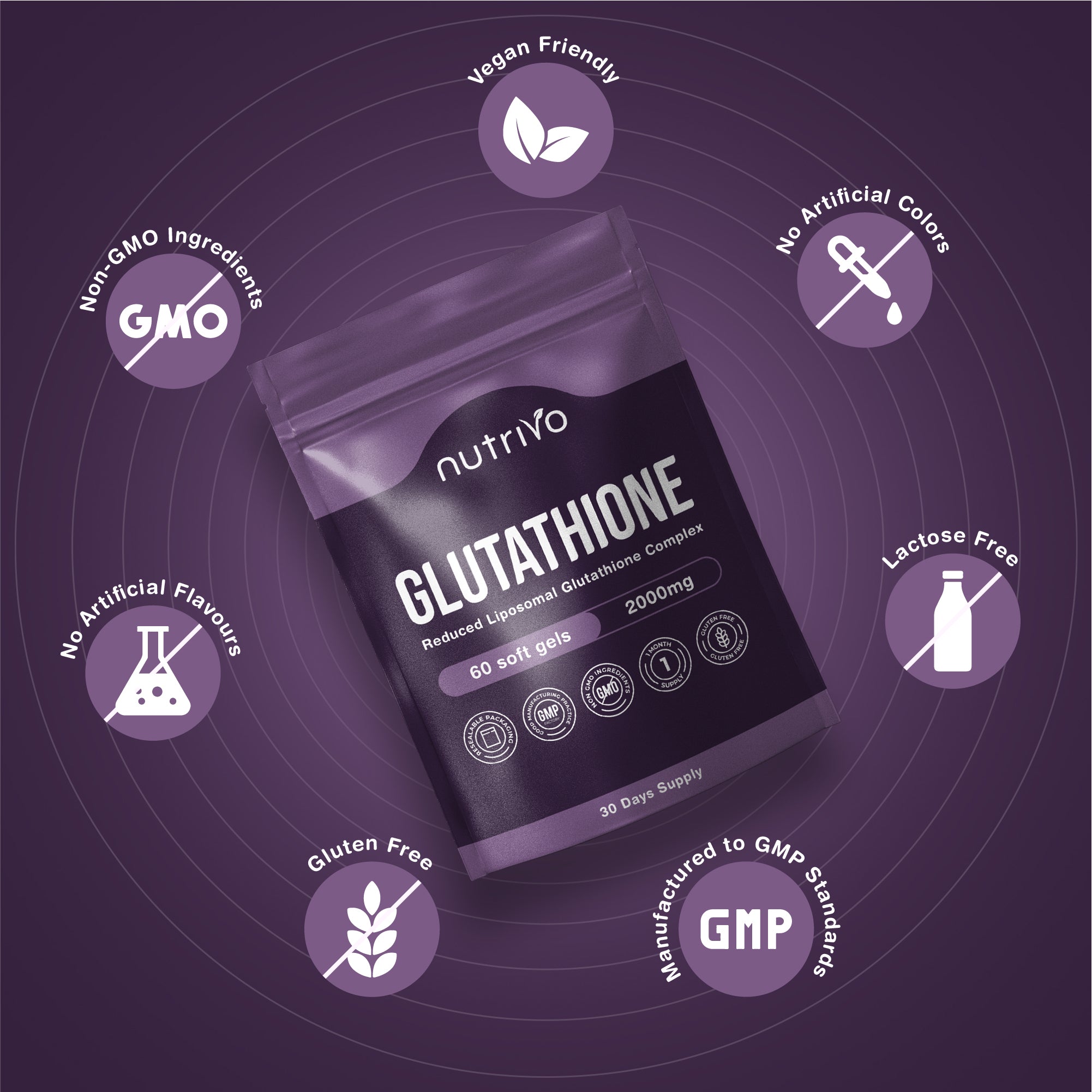 Liposomal Glutathione Supplement - 2000mg Complex Per Serving With Vitamin C, Collagen, Hyaluronic Acid &amp; Phosphatidyl Choline | 60 Softgels - 1 Month Supply | Non-GMO &amp; Third-Party Tested