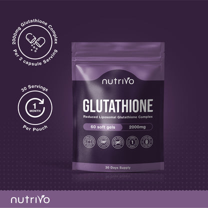 Liposomal Glutathione Supplement - 2000mg Complex Per Serving With Vitamin C, Collagen, Hyaluronic Acid &amp; Phosphatidyl Choline | 60 Softgels - 1 Month Supply | Non-GMO &amp; Third-Party Tested
