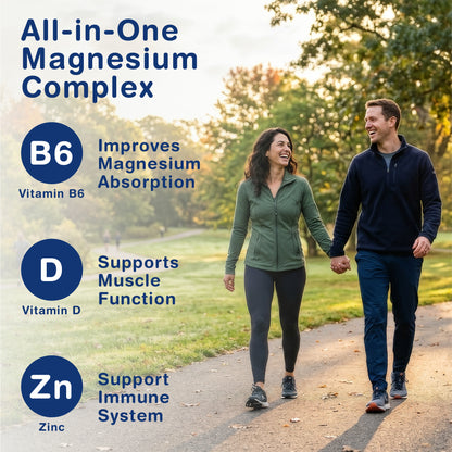 Nutrivo Magnesium Complex 7 in 1 with Vitamin B6, Vitamin D &amp; Zinc | High Strength Magnesium Supplements - 2450mg | 120 Magnesium Capsules - 40 Day Supply | Magnesium Supplement