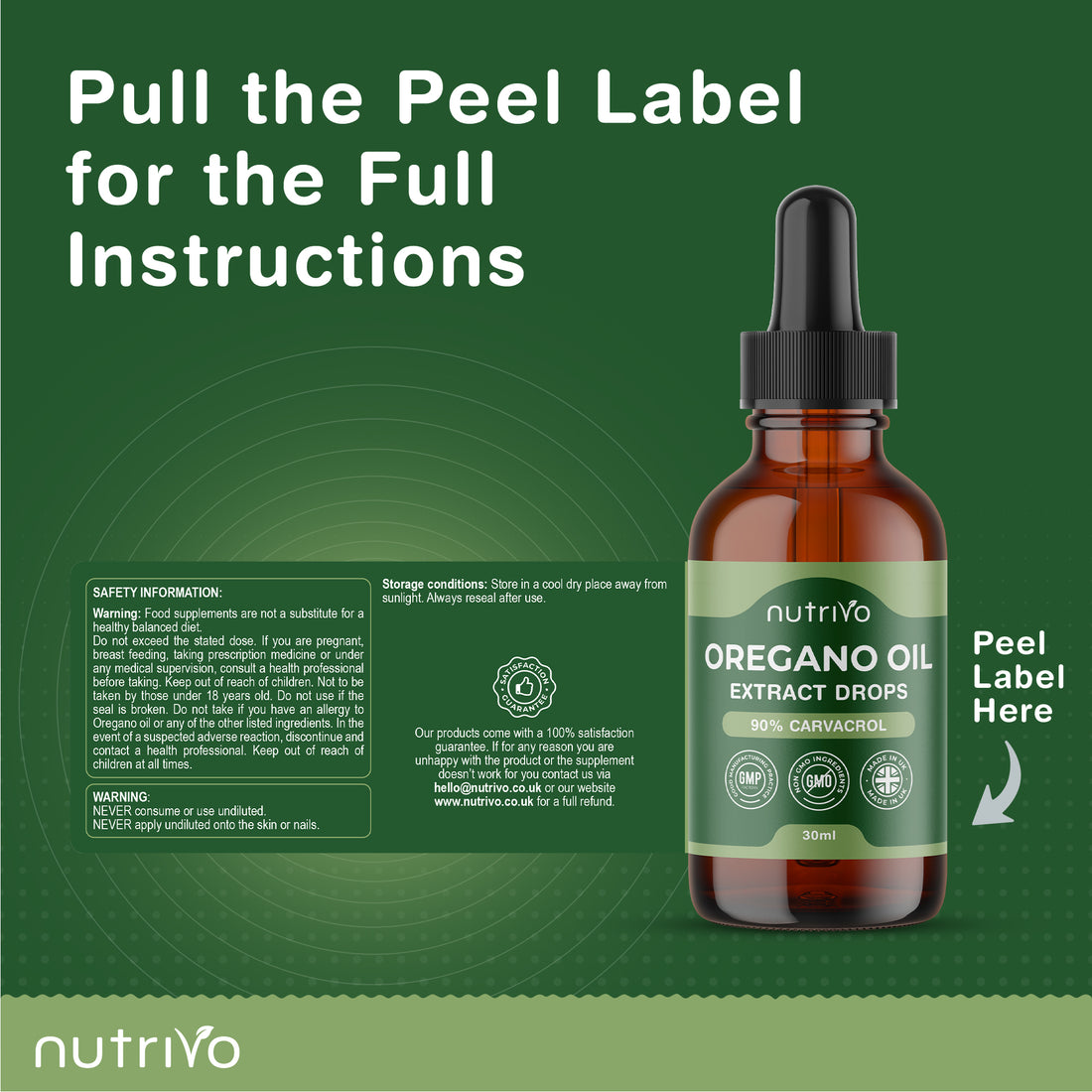 Oregano Oil Drops - 90% Carvacrol | 30ml Bottle - Over 1 Year Supply | Pure Wild Oregano Oil for Immune Support, Digestive Health & Natural Wellness | Pure and Potent Oil of Oregano