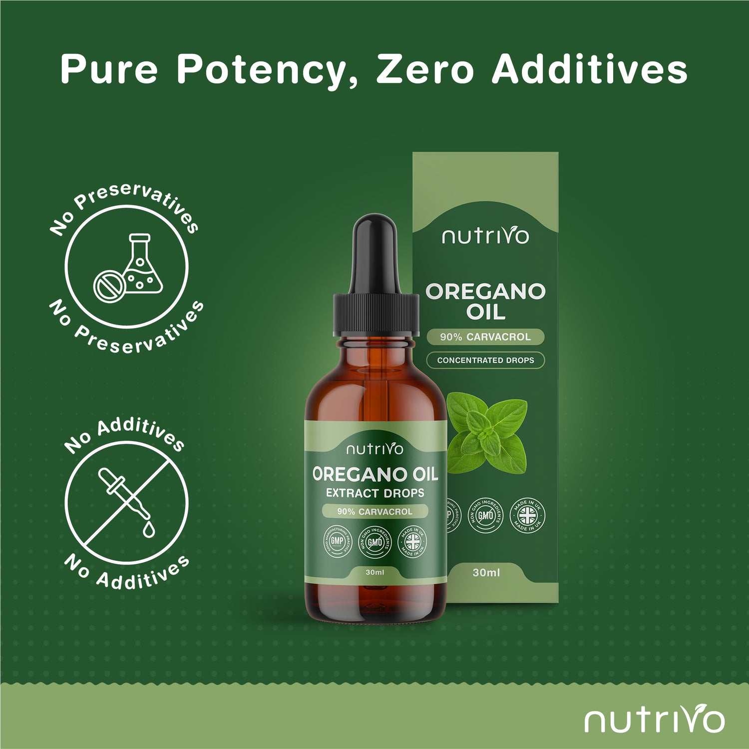 Oregano Oil Drops - 90% Carvacrol | 30ml Bottle - Over 1 Year Supply | Pure Wild Oregano Oil for Immune Support, Digestive Health &amp; Natural Wellness | Pure and Potent Oil of Oregano