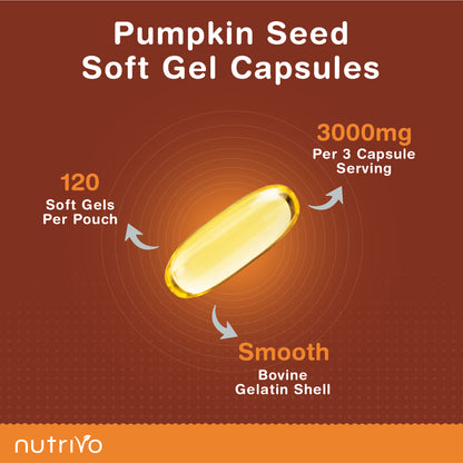 Pumpkin Seed Oil Capsules | 120 Capsules Per Pouch | Cold Pressed