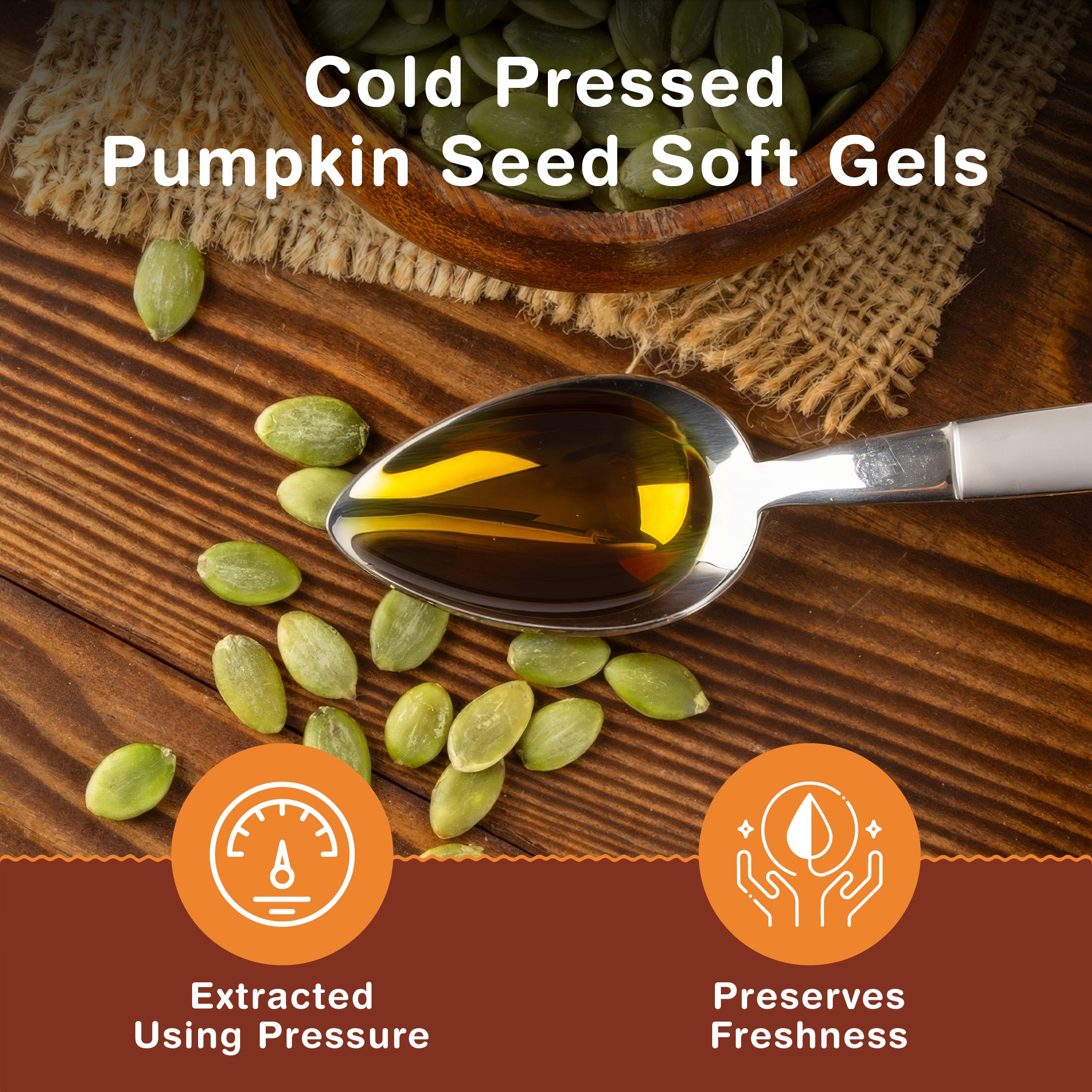 Pumpkin Seed Oil Capsules | 120 Capsules Per Pouch | Cold Pressed