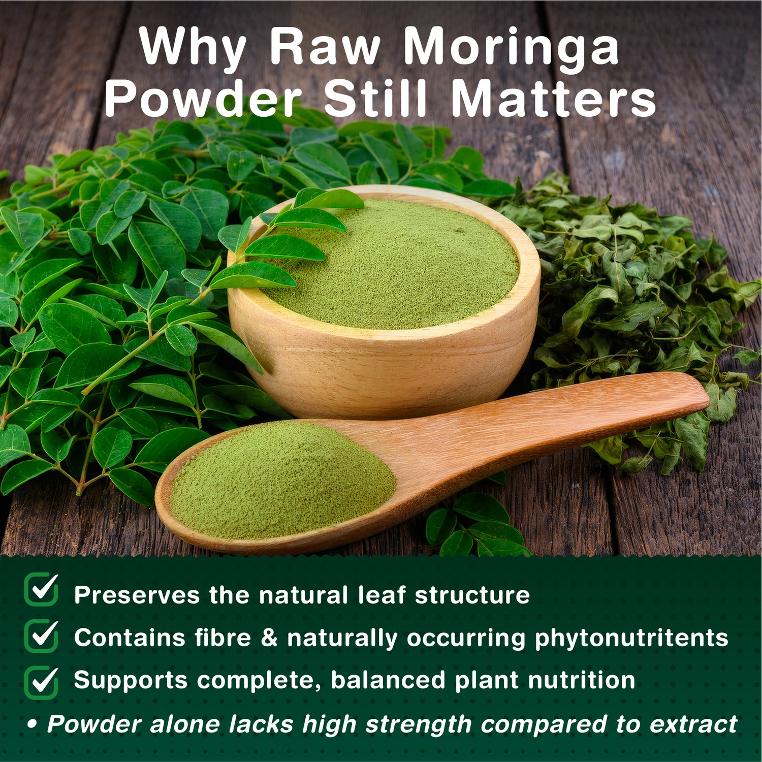 Moringa Leaf Capsules | Dual Action Supplement - Powder and Moringa Leaf Extract | 120 Capsules - 2 Per Serving | 2 Months Supply | No Filler &amp; No Binders | UK Made