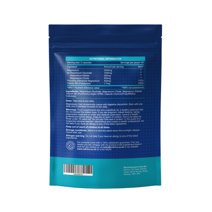 Magnesium Glycinate 3-in-1 Complex 2000mg | Magnesium Glycinate, Malate &amp; Citrate with Vitamin B6 | 120 Capsules - 2 Months Supply | High Absorption | No Fillers or Binders | 3rd Party Tested
