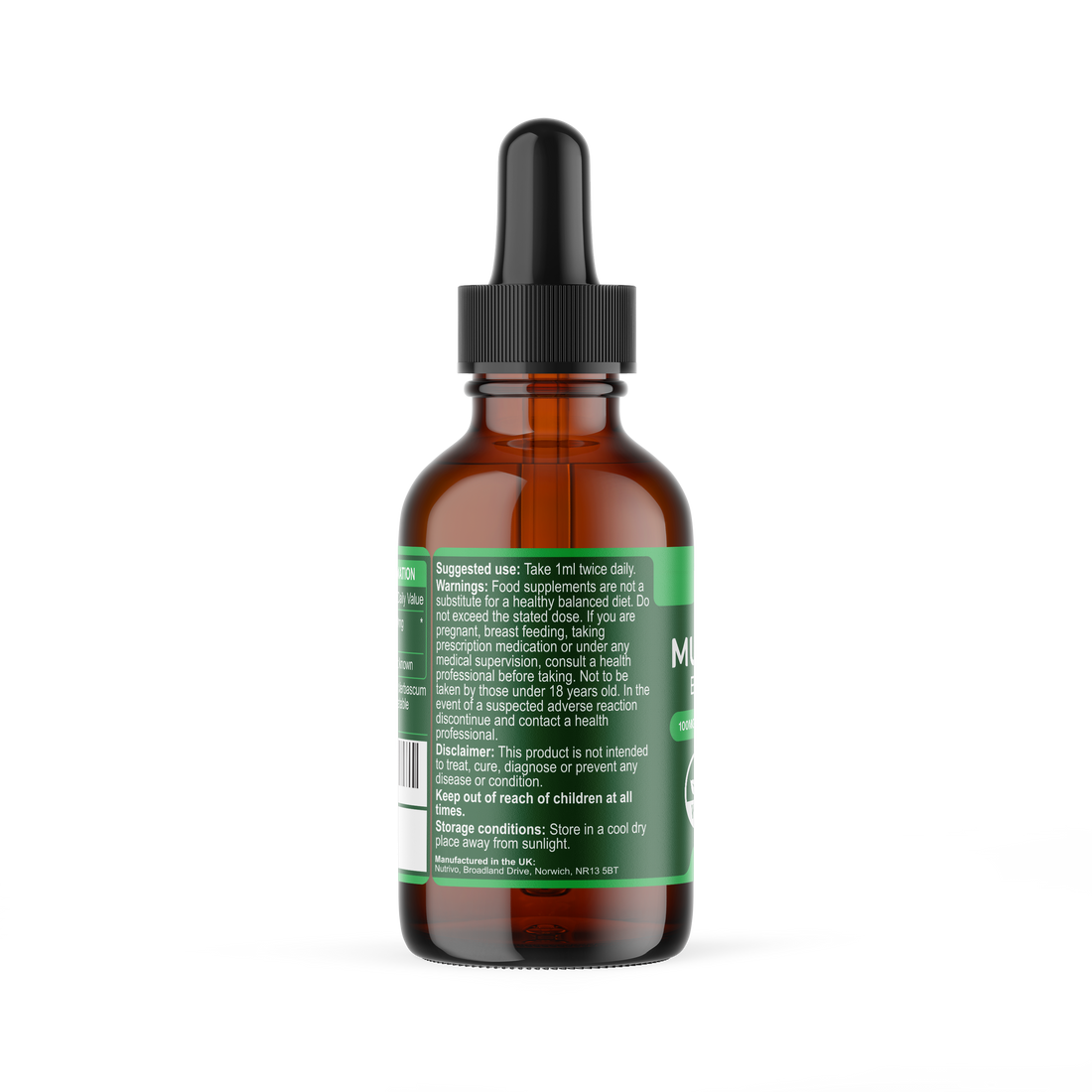 Nutrivo Mullein Leaf Extract for Lungs | Mullein Drops - 60ml Bottle | Lung Detox, Cleanse & Mucus Relief | Vegan & UK Made Mullein Leaf