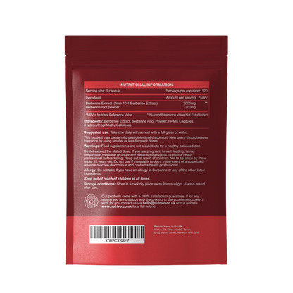 Berberine 2000mg Capsules from 200mg of 10:1 Berberine Extract | 120 Capsules - One A Day | 4 Months Supply