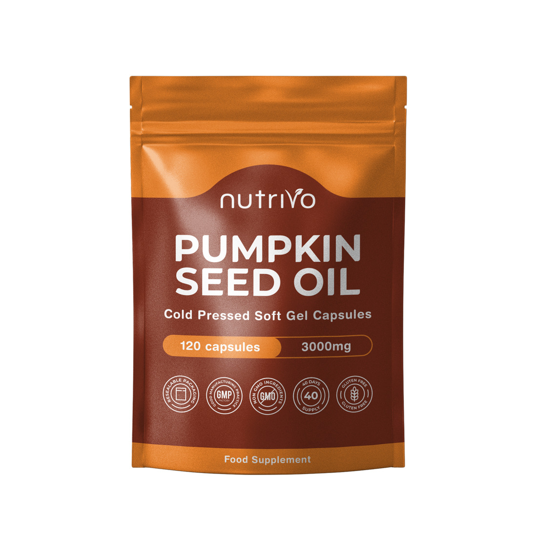 Pumpkin Seed Oil Capsules | 120 Capsules Per Pouch | Cold Pressed