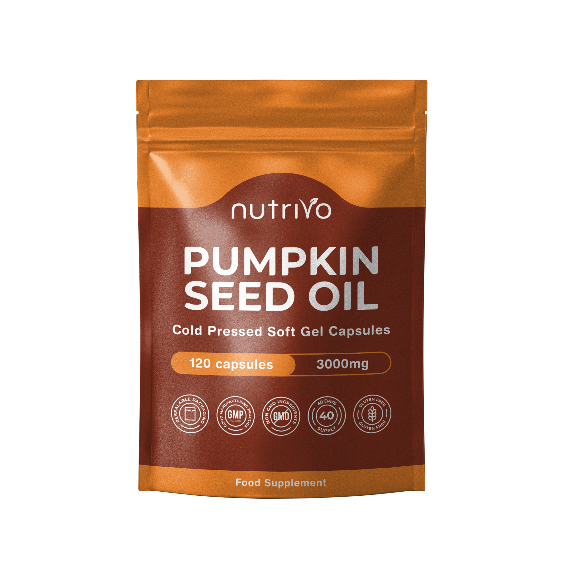 Pumpkin Seed Oil Capsules | 120 Capsules Per Pouch | Cold Pressed