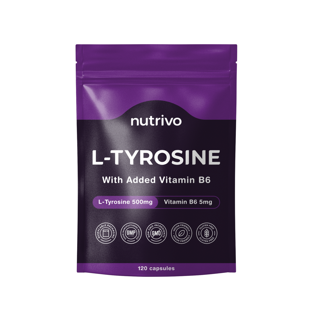 L-Tyrosine with added Vitamin B6 | 120 Capsules Per Pouch